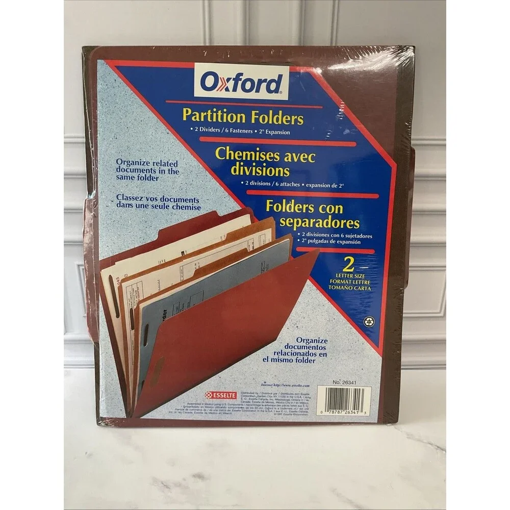 Oxford Partition Folders,2 Dividers,6 Fasteners,2” Expansion Brown.